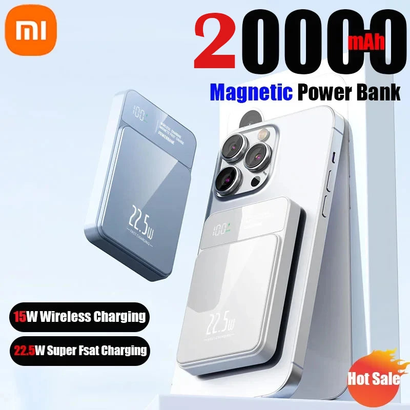 Xiaomi 20000Mah Power Bank 22.5W Magnetic Qi Wireless Charger Magsafe Super Fast Charging Powerbank for Iphone Samsung Huawei